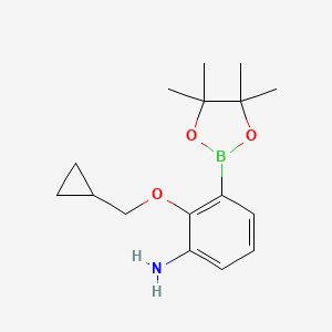 molecular formula C16H24BNO3 B8170174 2-Cyclopropylmethoxy-3-(4,4,5,5-tetramethyl-[1,3,2]dioxaborolan-2-yl)-phenylami 