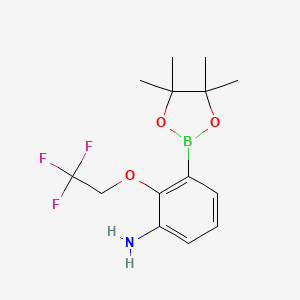 molecular formula C14H19BF3NO3 B8170193 3-(4,4,5,5-Tetramethyl-[1,3,2]dioxaborolan-2-yl)-2-(2,2,2-trifluoro-ethoxy)-phenylamine 