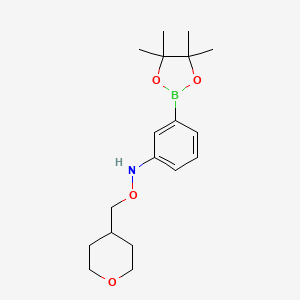 molecular formula C18H28BNO4 B8170200 O-(Tetrahydro-pyran-4-ylmethyl)-N-[3-(4,4,5,5-tetramethyl-[1,3,2]dioxaborolan-2-yl)-phenyl]-hydroxylamine 