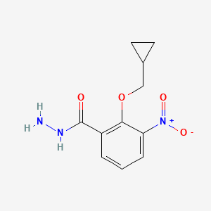 molecular formula C11H13N3O4 B8170268 2-Cyclopropylmethoxy-3-nitro-benzoic acid hydrazide 