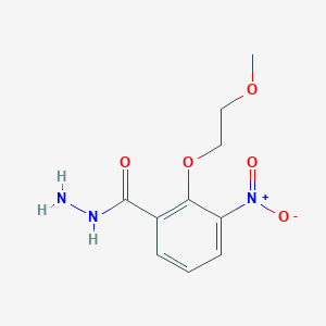 molecular formula C10H13N3O5 B8170276 2-(2-Methoxy-ethoxy)-3-nitro-benzoic acid hydrazide 