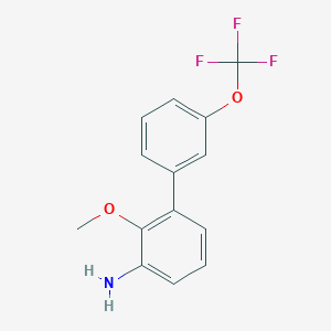 molecular formula C14H12F3NO2 B8170305 2-Methoxy-3'-trifluoromethoxy-biphenyl-3-ylamine 
