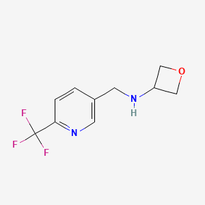 molecular formula C10H11F3N2O B8170452 N-((6-(trifluoromethyl)pyridin-3-yl)methyl)oxetan-3-amine 