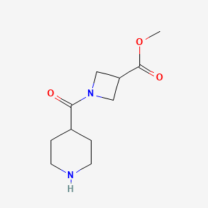 molecular formula C11H18N2O3 B8170498 Methyl 1-(piperidine-4-carbonyl)azetidine-3-carboxylate 