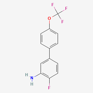 molecular formula C13H9F4NO B8170587 4-Fluoro-4'-(trifluoromethoxy)-[1,1'-biphenyl]-3-amine 