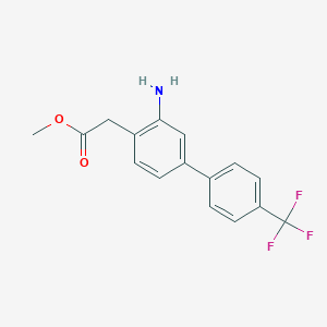molecular formula C16H14F3NO2 B8170597 Methyl 2-(3-amino-4'-(trifluoromethyl)-[1,1'-biphenyl]-4-yl)acetate 