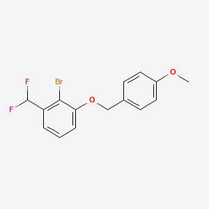 molecular formula C15H13BrF2O2 B8170628 2-Bromo-1-(difluoromethyl)-3-[(4-methoxyphenyl)methoxy]benzene 