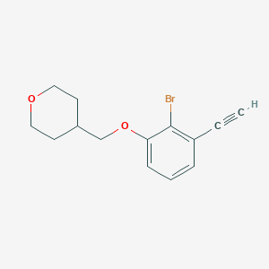 molecular formula C14H15BrO2 B8170648 4-((2-Bromo-3-ethynylphenoxy)methyl)tetrahydro-2H-pyran 
