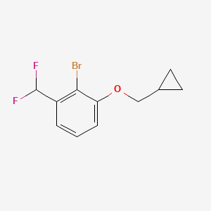 molecular formula C11H11BrF2O B8170680 2-Bromo-1-(cyclopropylmethoxy)-3-(difluoromethyl)benzene 