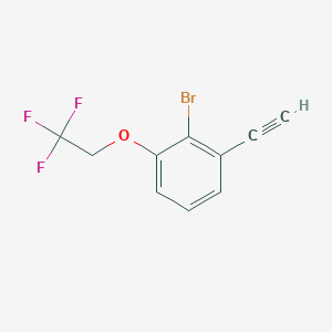 molecular formula C10H6BrF3O B8170694 2-Bromo-1-ethynyl-3-(2,2,2-trifluoroethoxy)benzene 