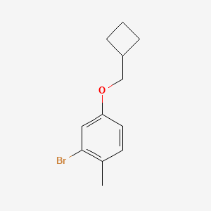 molecular formula C12H15BrO B8170730 2-Bromo-4-(cyclobutylmethoxy)-1-methylbenzene 