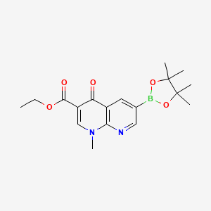 molecular formula C18H23BN2O5 B8170808 Ethyl 1-methyl-4-oxo-6-(4,4,5,5-tetramethyl-1,3,2-dioxaborolan-2-YL)-1,4-dihydro-1,8-naphthyridine-3-carboxylate 