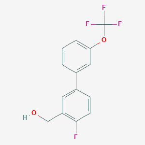 molecular formula C14H10F4O2 B8170831 4-Fluoro-3'-(trifluoromethoxy)biphenyl-3-methanol 