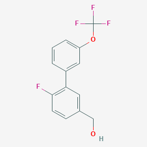 molecular formula C14H10F4O2 B8170838 6-Fluoro-3'-(trifluoromethoxy)biphenyl-3-methanol 