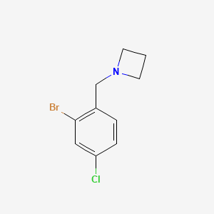 molecular formula C10H11BrClN B8170844 1-[(2-Bromo-4-chlorophenyl)methyl]azetidine 