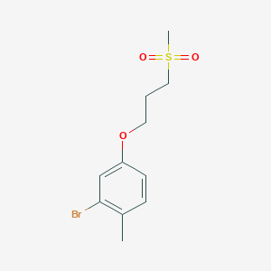 molecular formula C11H15BrO3S B8170956 2-Bromo-1-methyl-4-(3-(methylsulfonyl)propoxy)benzene 
