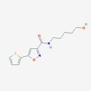 molecular formula C13H16N2O3S B8170972 N-(5-hydroxypentyl)-5-(thiophen-2-yl)isoxazole-3-carboxamide 