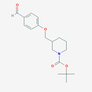 molecular formula C18H25NO4 B8171107 tert-Butyl 3-((4-formylphenoxy)methyl)piperidine-1-carboxylate 
