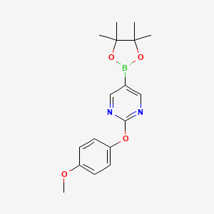 molecular formula C17H21BN2O4 B8171156 2-(4-Methoxyphenoxy)-5-(4,4,5,5-tetramethyl-1,3,2-dioxaborolan-2-yl)pyrimidine 