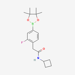 molecular formula C18H25BFNO3 B8171201 N-Cyclobutyl-2-(2-fluoro-4-(4,4,5,5-tetramethyl-1,3,2-dioxaborolan-2-yl)phenyl)acetamide 
