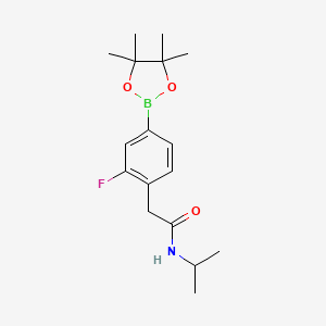 molecular formula C17H25BFNO3 B8171205 2-(2-Fluoro-4-(4,4,5,5-tetramethyl-1,3,2-dioxaborolan-2-yl)phenyl)-N-isopropylacetamide 