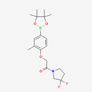molecular formula C19H26BF2NO4 B8171240 1-(3,3-Difluoropyrrolidin-1-yl)-2-(2-methyl-4-(4,4,5,5-tetramethyl-1,3,2-dioxaborolan-2-yl)phenoxy)ethanone 
