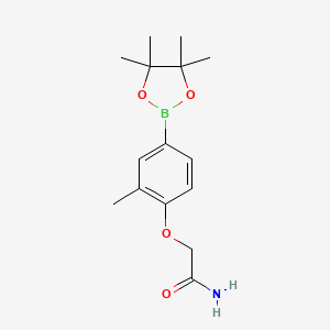 molecular formula C15H22BNO4 B8171275 2-(2-Methyl-4-(4,4,5,5-tetramethyl-1,3,2-dioxaborolan-2-yl)phenoxy)acetamide 