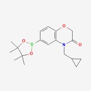 molecular formula C18H24BNO4 B8171292 4-(Cyclopropylmethyl)-6-(4,4,5,5-tetramethyl-1,3,2-dioxaborolan-2-yl)-2H-benzo[b][1,4]oxazin-3(4H)-one 