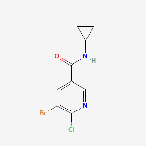 molecular formula C9H8BrClN2O B8171549 5-Bromo-6-chloro-N-cyclopropylpyridine-3-carboxamide 