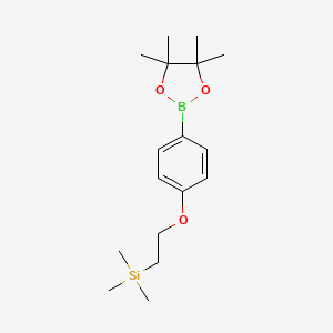 molecular formula C17H29BO3Si B8171601 Trimethyl(2-(4-(4,4,5,5-tetramethyl-1,3,2-dioxaborolan-2-yl)phenoxy)ethyl)silane 