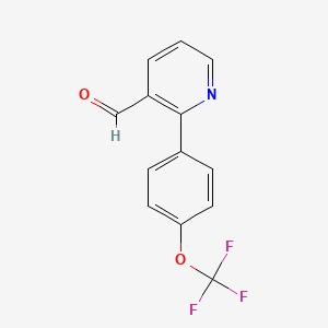 molecular formula C13H8F3NO2 B8171610 2-(4-(Trifluoromethoxy)phenyl)nicotinaldehyde 