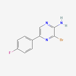 molecular formula C10H7BrFN3 B8171633 3-Bromo-5-(4-fluorophenyl)pyrazin-2-amine 
