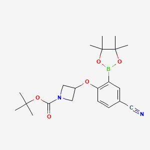 molecular formula C21H29BN2O5 B8171653 tert-Butyl 3-(4-cyano-2-(4,4,5,5-tetramethyl-1,3,2-dioxaborolan-2-yl)phenoxy)azetidine-1-carboxylate 