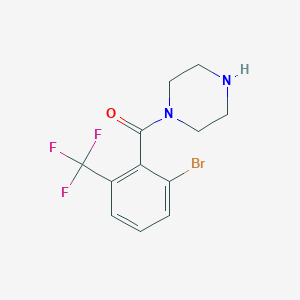 molecular formula C12H12BrF3N2O B8171793 (2-Bromo-6-(trifluoromethyl)phenyl)(piperazin-1-yl)methanone 