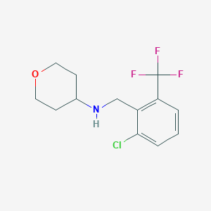 molecular formula C13H15ClF3NO B8171815 N-(2-Chloro-6-(trifluoromethyl)benzyl)tetrahydro-2H-pyran-4-amine 