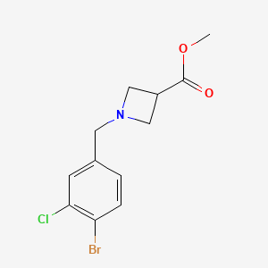 molecular formula C12H13BrClNO2 B8171854 Methyl 1-(4-bromo-3-chlorobenzyl)azetidine-3-carboxylate 