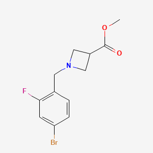 molecular formula C12H13BrFNO2 B8171866 Methyl 1-(4-bromo-2-fluorobenzyl)azetidine-3-carboxylate 