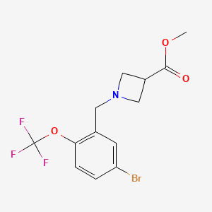 molecular formula C13H13BrF3NO3 B8171892 Methyl 1-(5-bromo-2-(trifluoromethoxy)benzyl)azetidine-3-carboxylate 