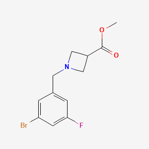 molecular formula C12H13BrFNO2 B8171904 Methyl 1-(3-bromo-5-fluorobenzyl)azetidine-3-carboxylate 