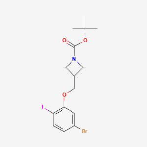molecular formula C15H19BrINO3 B8172019 tert-Butyl 3-((5-bromo-2-iodophenoxy)methyl)azetidine-1-carboxylate 