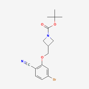 molecular formula C16H19BrN2O3 B8172083 tert-Butyl 3-((5-bromo-2-cyanophenoxy)methyl)azetidine-1-carboxylate 