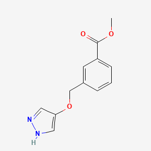 molecular formula C12H12N2O3 B8172139 Methyl 3-(((1H-pyrazol-4-yl)oxy)methyl)benzoate 