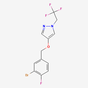 molecular formula C12H9BrF4N2O B8172151 4-((3-Bromo-4-fluorobenzyl)oxy)-1-(2,2,2-trifluoroethyl)-1H-pyrazole 