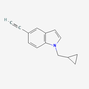 molecular formula C14H13N B8172413 1-(Cyclopropylmethyl)-5-ethynyl-1H-indole 
