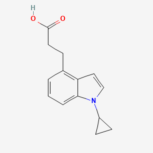 molecular formula C14H15NO2 B8172455 3-(1-Cyclopropyl-1H-indol-4-yl)propanoic acid 
