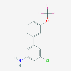 molecular formula C13H9ClF3NO B8172493 5-Chloro-3'-(trifluoromethoxy)-[1,1'-biphenyl]-3-amine 