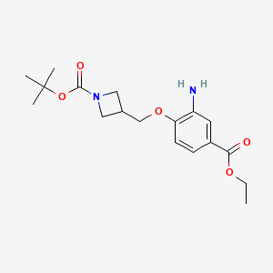 molecular formula C18H26N2O5 B8172603 tert-Butyl 3-((2-amino-4-(ethoxycarbonyl)phenoxy)methyl)azetidine-1-carboxylate 