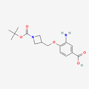molecular formula C16H22N2O5 B8172607 3-Amino-4-((1-(tert-butoxycarbonyl)azetidin-3-yl)methoxy)benzoic acid 