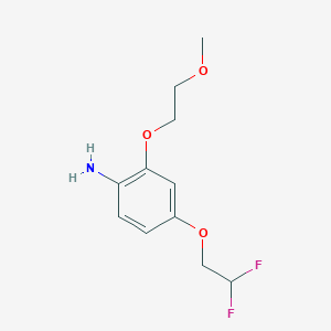 molecular formula C11H15F2NO3 B8172637 4-(2,2-Difluoroethoxy)-2-(2-methoxyethoxy)aniline 