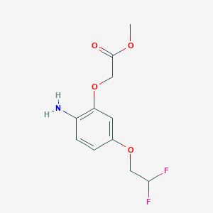 molecular formula C11H13F2NO4 B8172646 Methyl 2-(2-amino-5-(2,2-difluoroethoxy)phenoxy)acetate 